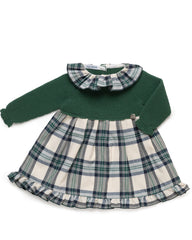 GIRL SQUARED RUFFLE COLLAR KNITTED DRESS
