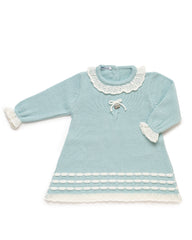 BABY STRIPED RUFFLE COLLAR KNITTED DRESS