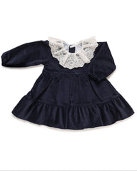 GIRL LACE COLLAR VELVET DRESS