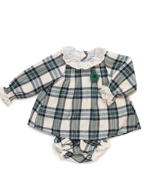 GIRL SQUARED LACE COLLAR DRESS WITH BLOOMERS SET