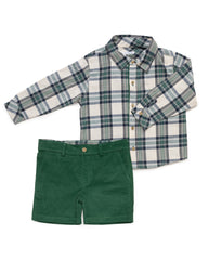 BOYS SQUARED LONG SLEEVE SHIRT AND SHORT SET