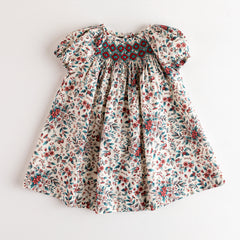 BABY SMOCKED HOLIDAY FLOWERS DRESS