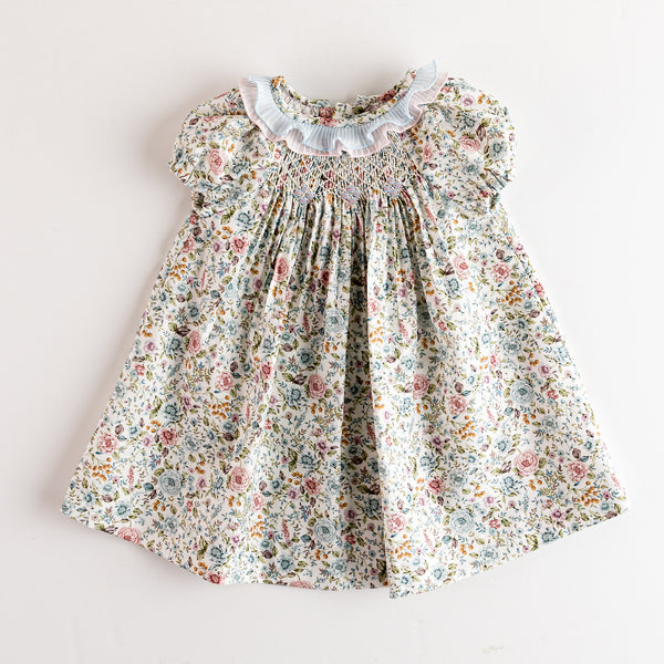 BABY SMOCKED PASTEL FLORAL DRESS