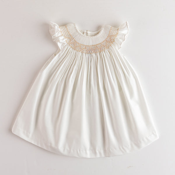 BABY SMOCKED IVORY DRESS