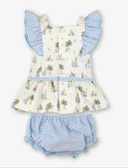 GIRLS BUNNIES WITH PLAID DRESS AND BLOOMER 2P SET
