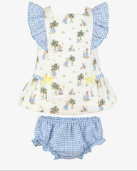 GIRLS BUNNIES WITH PLAID DRESS AND BLOOMER 2P SET