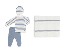 BABY COLORED STRIPED BLANKET AND NEWBORN 4P SET