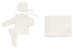 BABY RHOMBUS OPENWORK BLANKET AND NEWBORN 4P SET