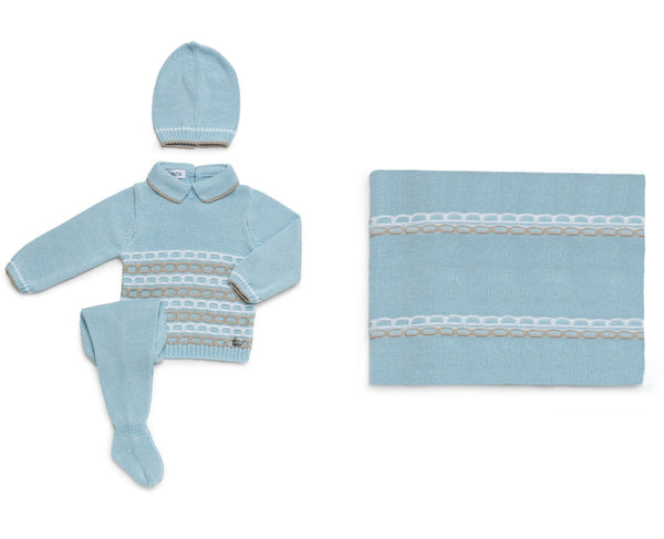 BABY COLOREDCHAIN BLANKET AND NEWBORN 4P SET