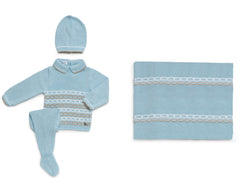 BABY COLORED CHAIN BLANKET AND NEWBORN 4P SET