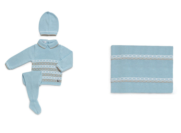 BABY COLOREDCHAIN BLANKET AND NEWBORN 4P SET