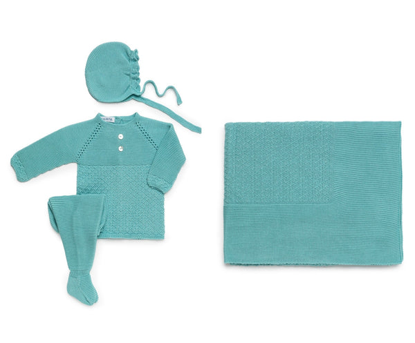 BABY CENTER RHOMBUS BLANKET AND NEWBORN 4P SET