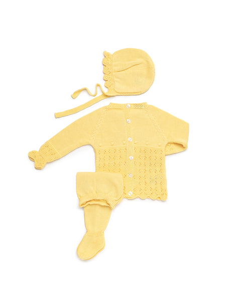 NEWBORN PLAID OPENWORK 3P SET