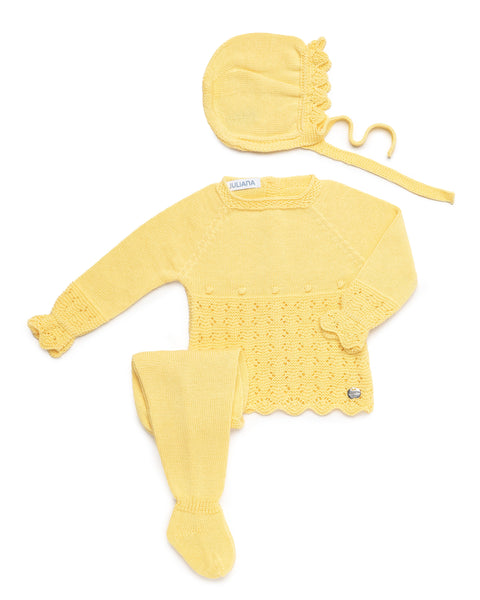 NEWBORN PLAID OPENWORK 3P SET