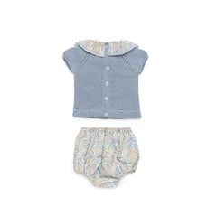 GIRLS PAISLEY PRINT BLOOMER AND KNITTED BLOUSE 2P SET
