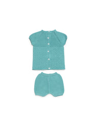 BABY RHOMBUS BUTTONS KNITTED SHIRT AND SHORT 2P SET