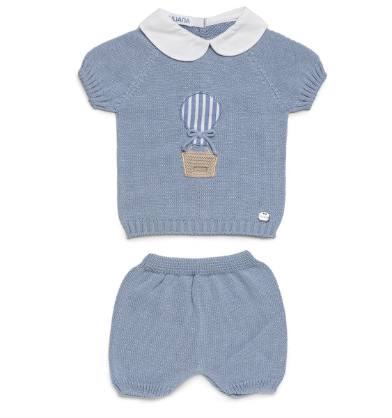 BOYS AIR BALLOON KNITTED SHIRT AND SHORT 2P SET