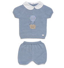 BOYS AIR BALLOON KNITTED SHIRT AND SHORT 2P SET