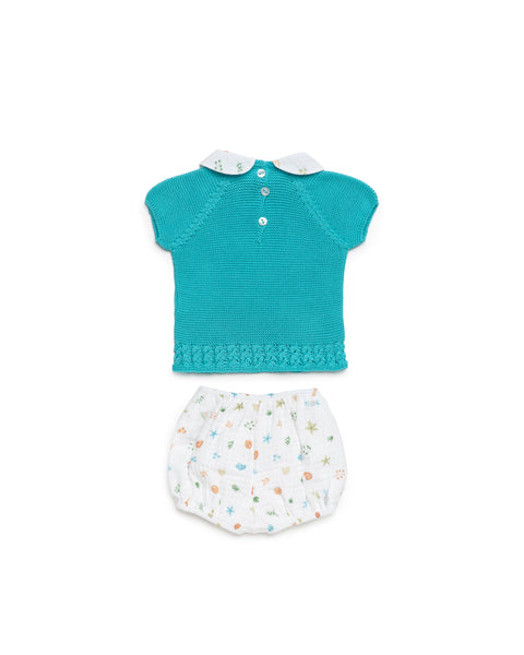 BOYS KNITTED SHIRT AND UNDER THE SEA SHORT 2P SET