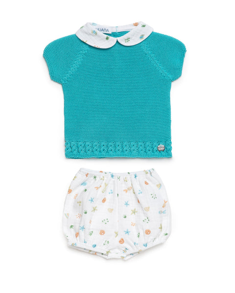 BOYS KNITTED SHIRT AND UNDER THE SEA SHORT 2P SET