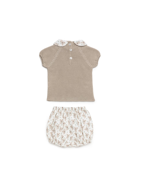 BOYS KNITTED SHIRT AND BABY KOALA PRINT SHORT 2P SET