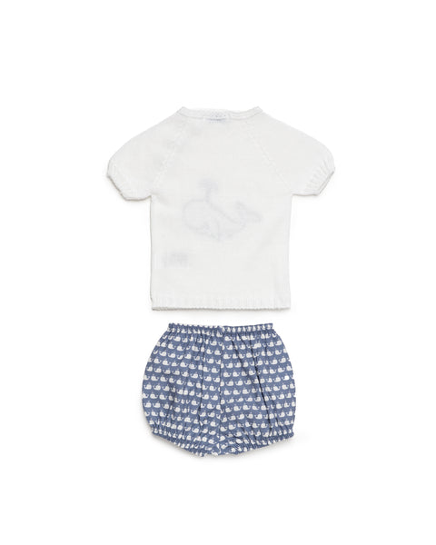 BOYS WHALES KNITTED SHIRT AND SHORT 2P SET