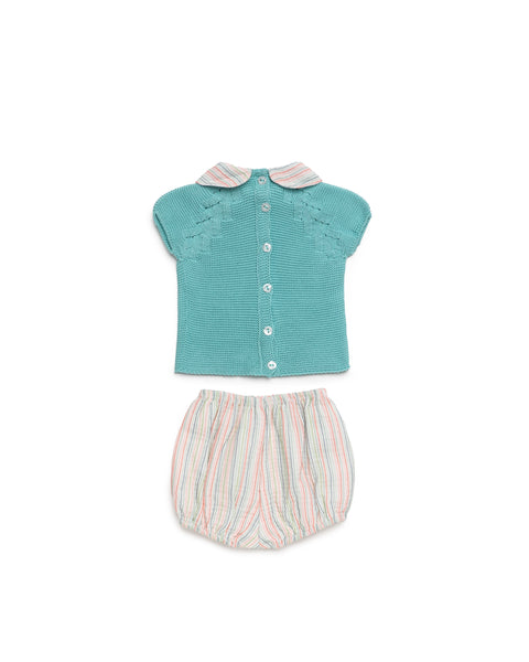 BABY COLORED STRIPED SHORT AND KNITTED SHIRT 2P