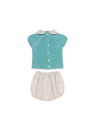 BABY COLORED STRIPED SHORT AND KNITTED SHIRT 2P