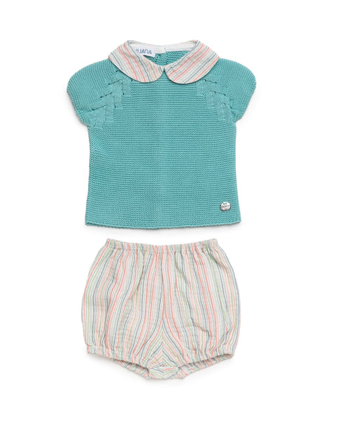 BABY COLORED STRIPED SHORT AND KNITTED SHIRT 2P