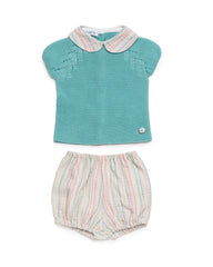 BABY COLORED STRIPED SHORT AND KNITTED SHIRT 2P