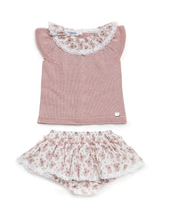 GIRLS KNITTED BLOUSE KOALA COLLAR WITH BLOOMER 2P SET