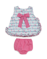 GIRLS PINK FRUITS DRESS WITH BLOOMER 2P