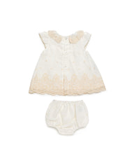 GIRLS LACE IVORY DRESS WITH BLOOMER 2P