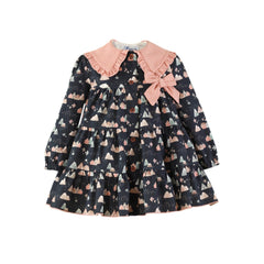 GIRLS HOUSE MOUNTAIN PRINT DRESS