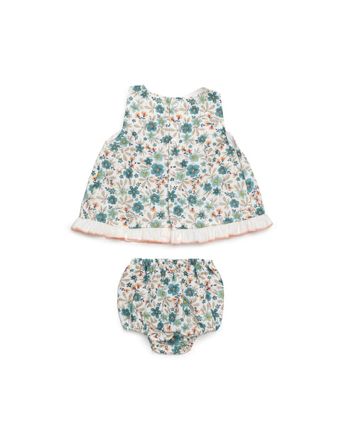 GIRLS FLORAL  DRESS WITH BLOOMER 2P
