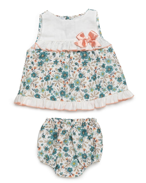 GIRLS FLORAL  DRESS WITH BLOOMER 2P