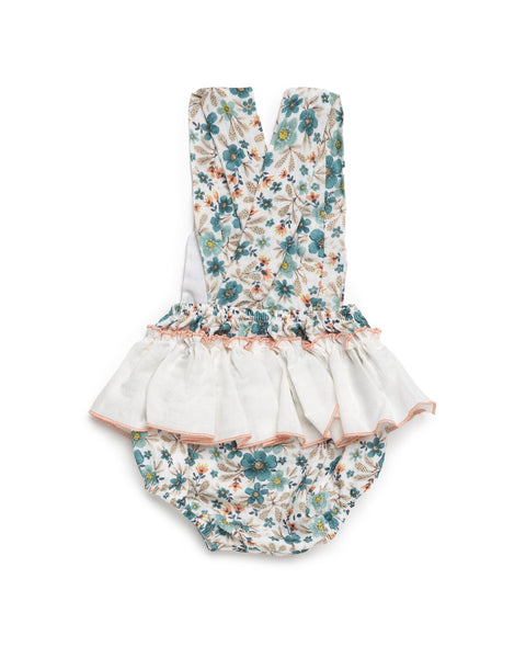 GIRLS FLORAL AND RUFFLE ROMPER