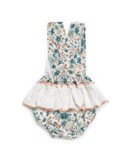 GIRLS FLORAL AND RUFFLE ROMPER
