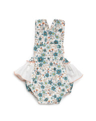 GIRLS FLORAL AND RUFFLE ROMPER