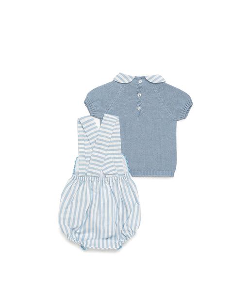 BOYS STRIPED ROMPER WITH KNITTED SHIRT 2P SET