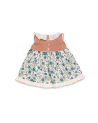 GIRLS GREEN FLOWERS AND KNITTED DRESS