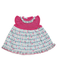 GIRLS PINK FRUITS AND KNITTED DRESS