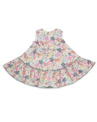 GIRLS FLORAL WITH VICHY BOW DRESS