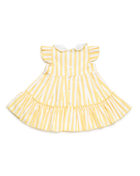 GIRLS YELLOW STRIPED DRESS