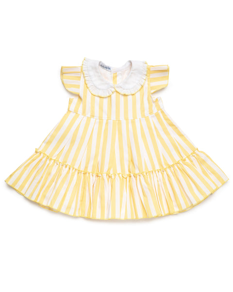GIRLS YELLOW STRIPED DRESS