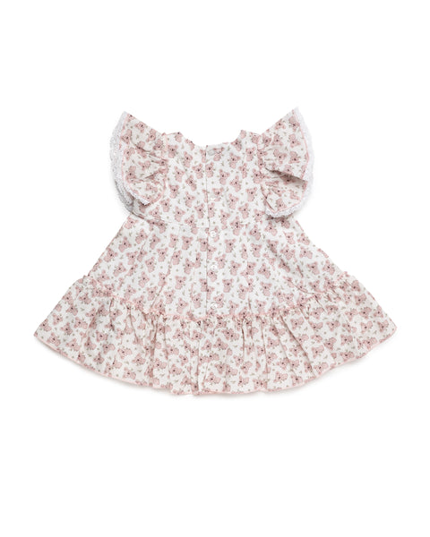 GIRLS KOALA RUFFLE SLEEVE DRESS