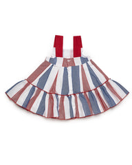 GIRLS RED AND BLUE STRIPED DRESS