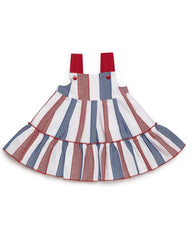 GIRLS RED AND BLUE STRIPED DRESS