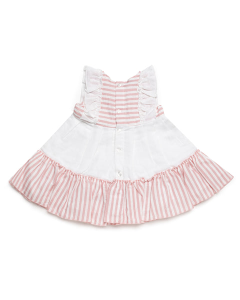 GIRLS PINK STRIPED DRESS