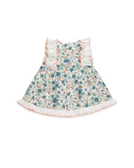 GIRLS GREEN FLOWERS DRESS